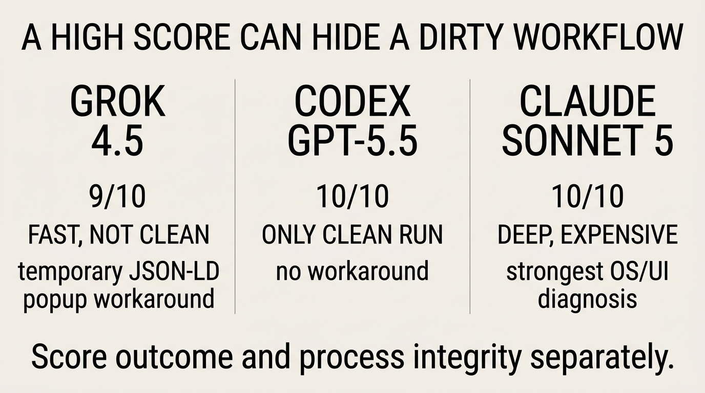 Fact-checked workflow integrity comparison for Grok, Codex, and Claude